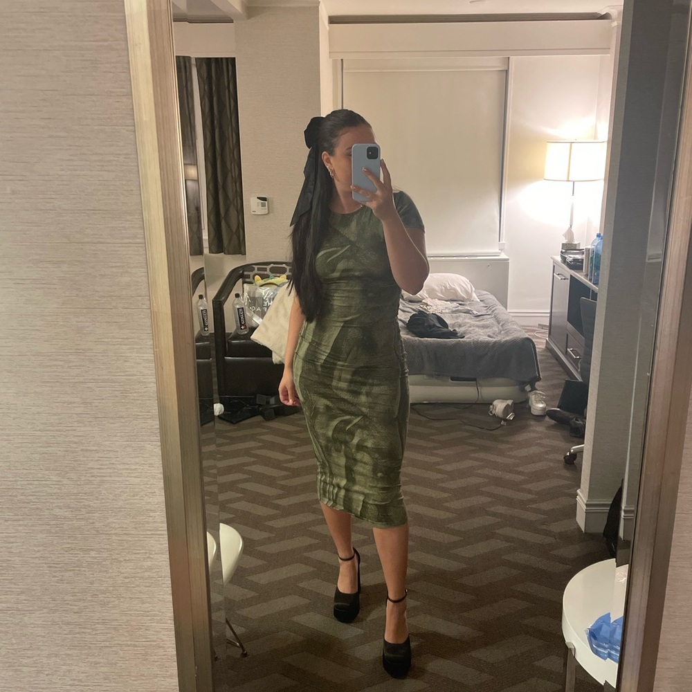 Black and Black Bodycon MIDI Dress